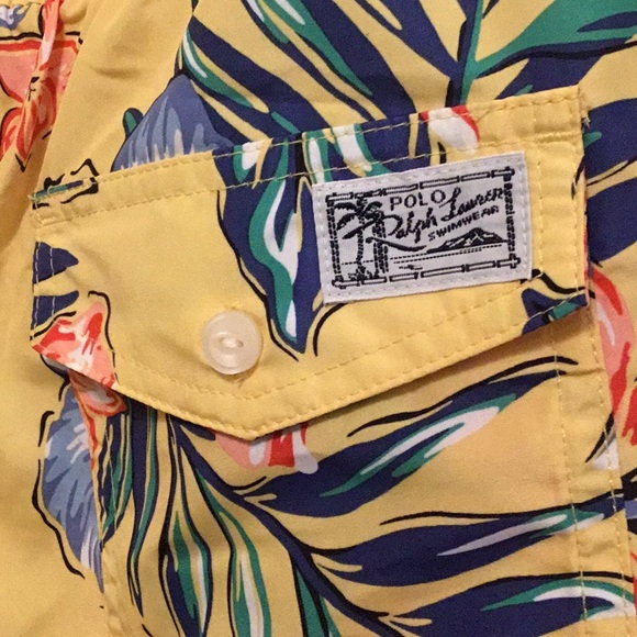 *EUC* Polo tropical yellow bathing suit. Size L. - Picture 3 of 4